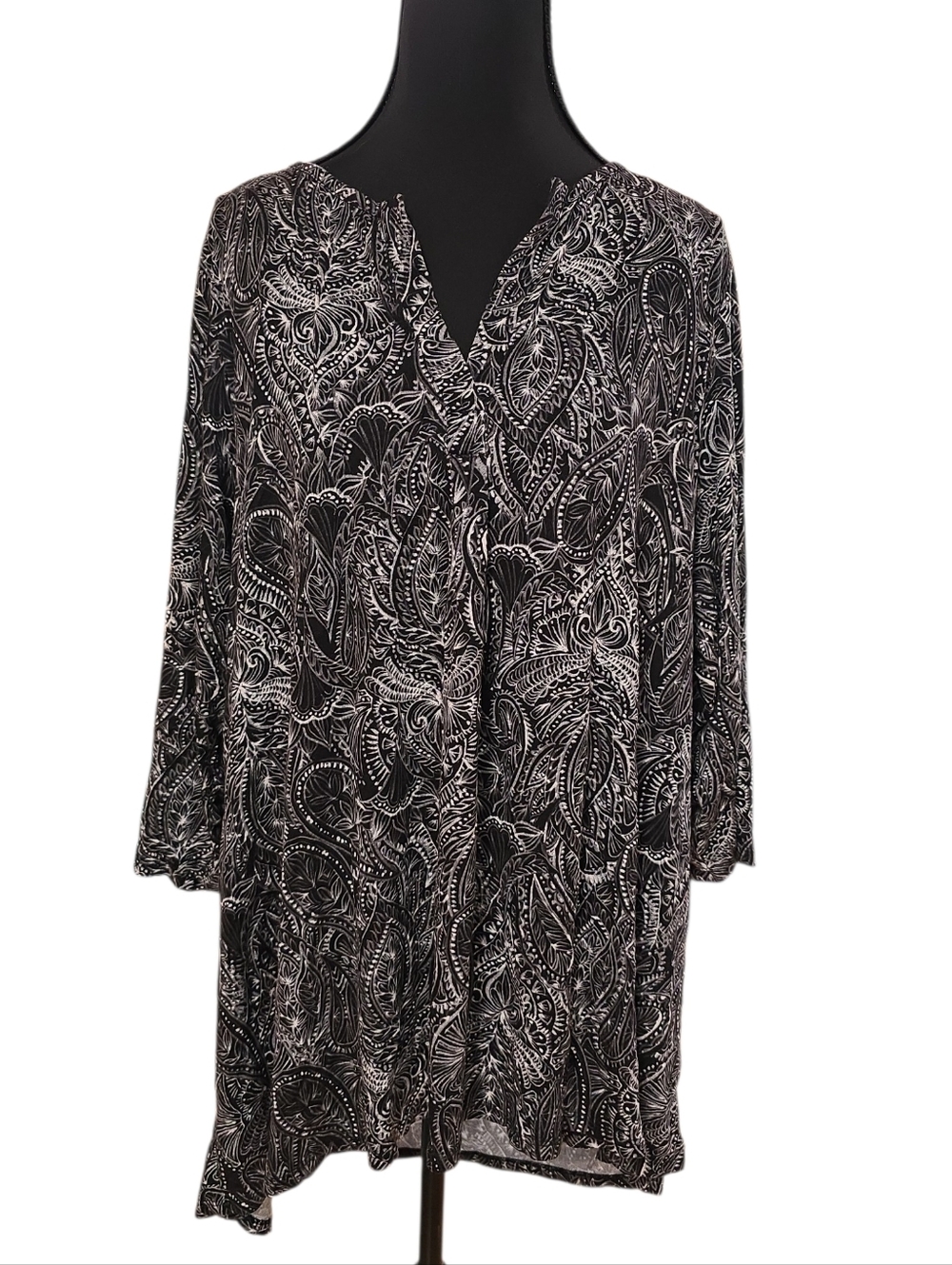 Artisan NY black paisley 3/4 sleeves 2X